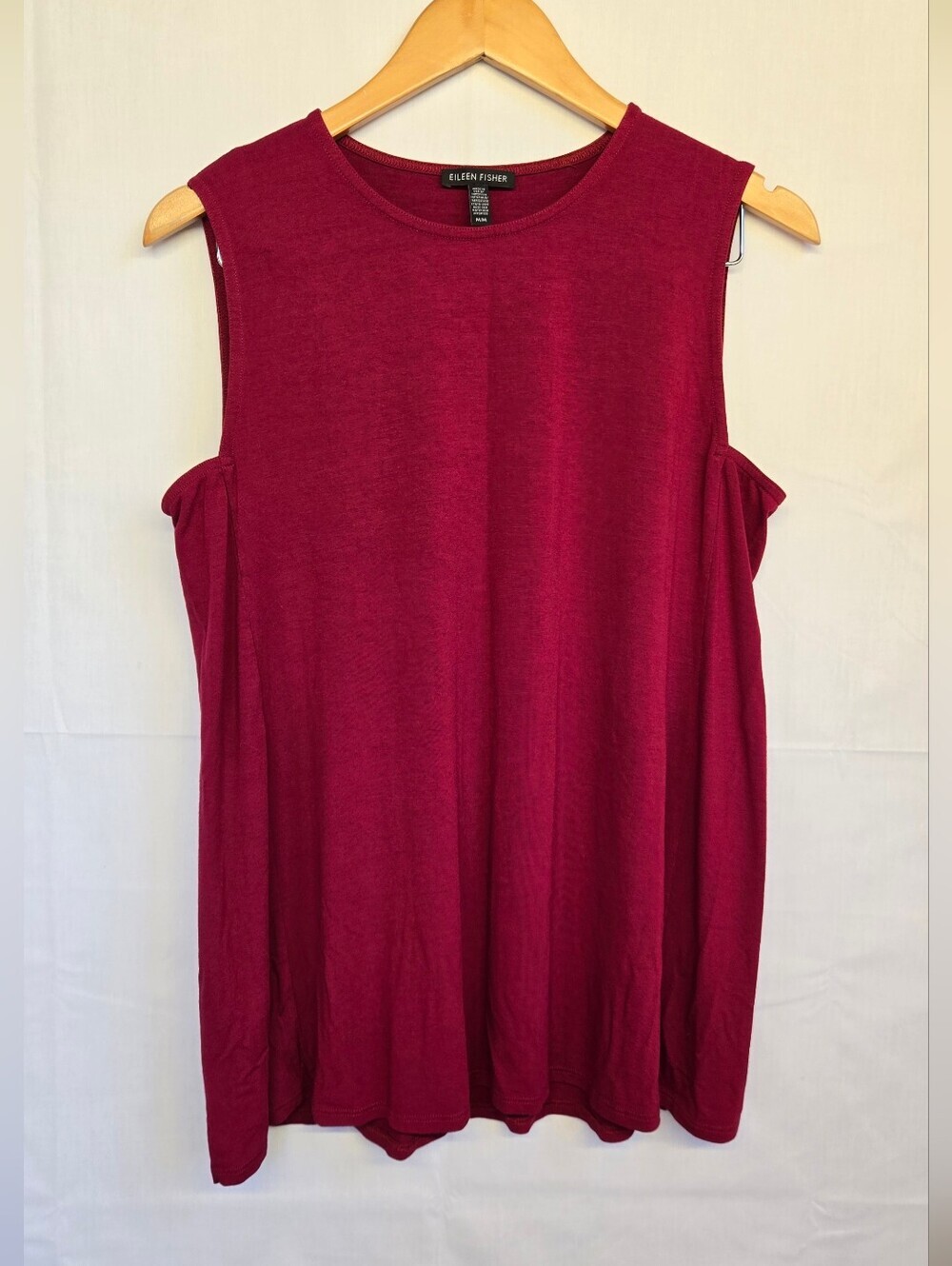 Eileen Fisher Raspberry Cold-Shoulder Sleeveless Tank-Size M